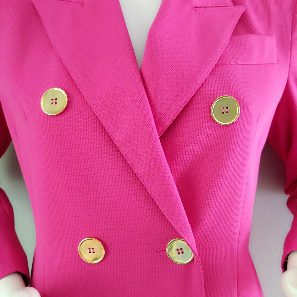 Vtg Ann Taylor Magenta Pink Boyfriend Blazer S - Picture 2 of 8